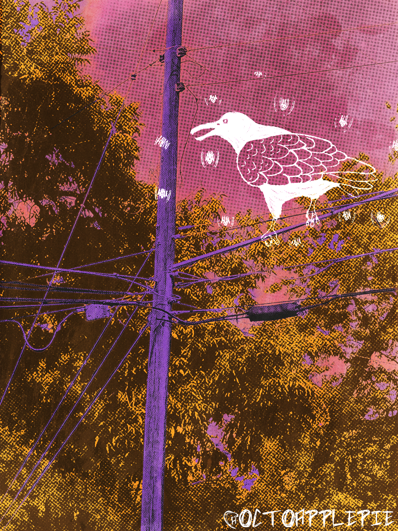 Telephone Pole — urban landscape illustration